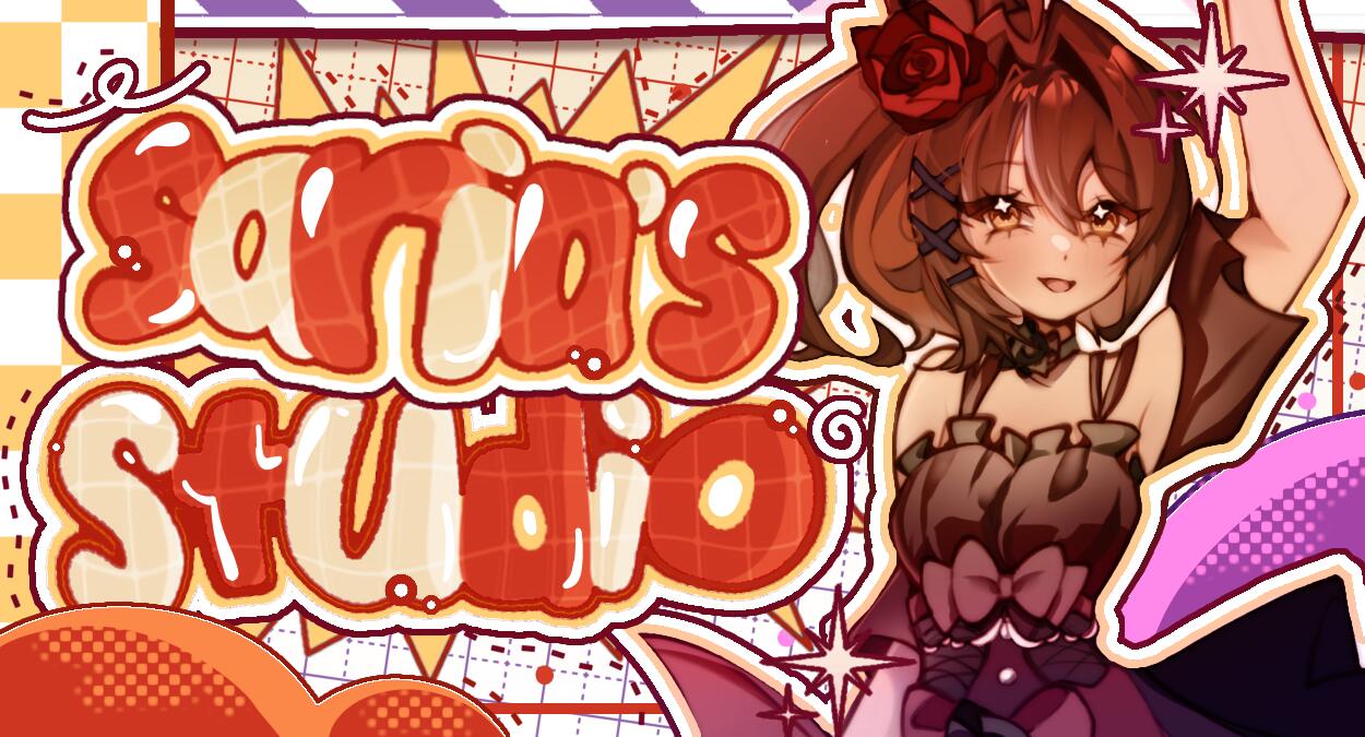 Discovery splash banner for 🎨 saria's art studio ✦ art · hub · gfx · commissions · icons · support Discord server