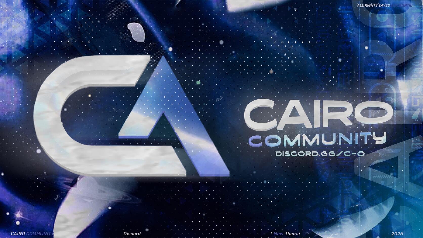 Discovery splash banner for Cairo Community 🏔 . Discord server