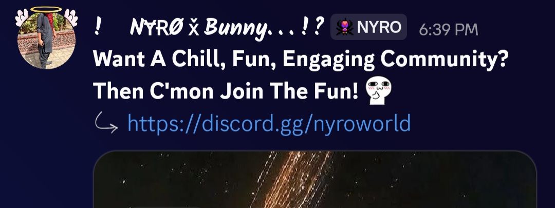 Discovery splash banner for ♡ 。NYRO WORLD ™ 🕊﹒Social﹒Chill﹒Gws﹒Event﹒OwO Discord server