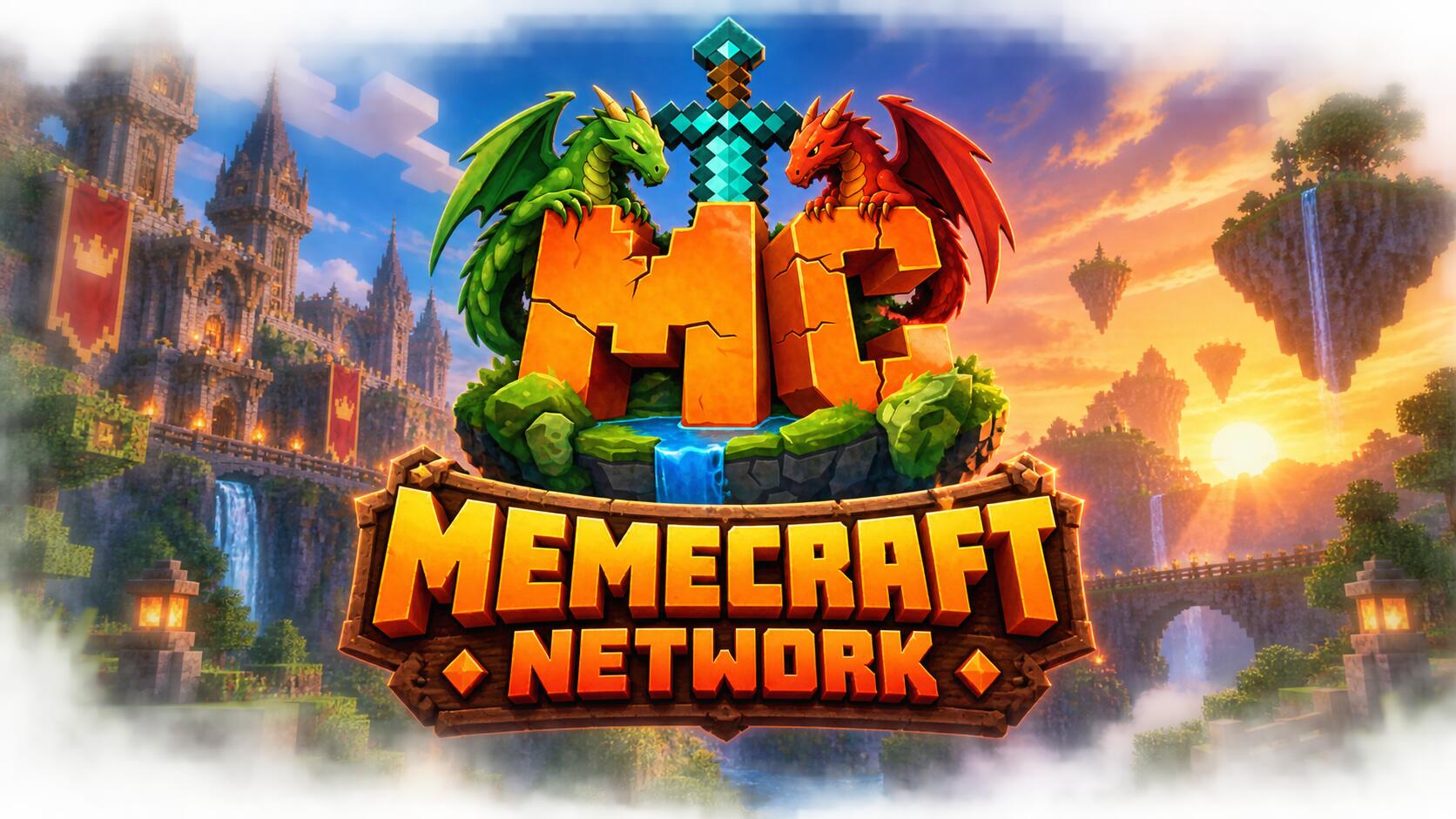 Discovery splash banner for MemeCraft Network Discord server